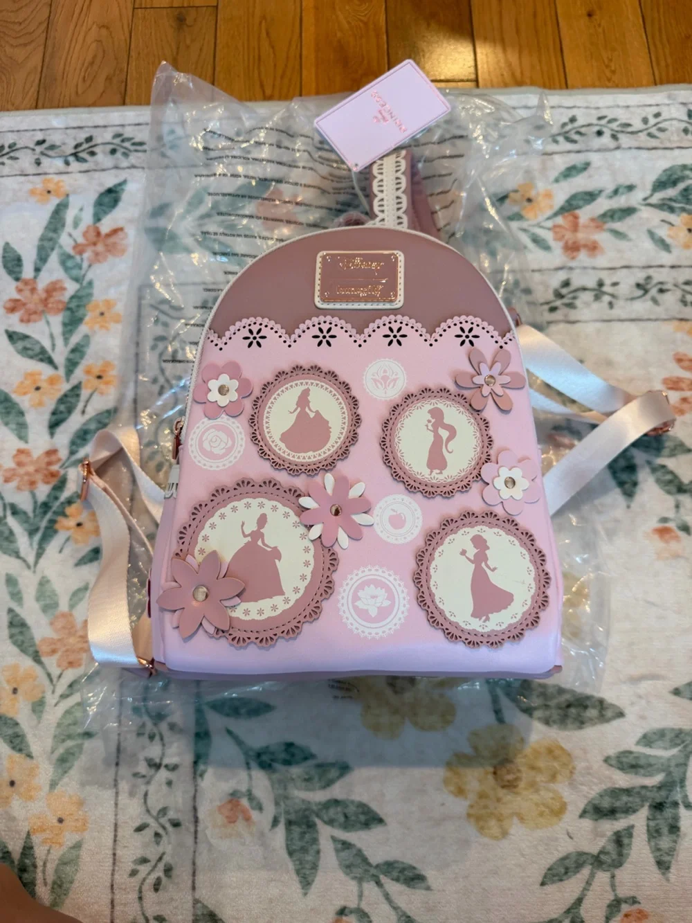 Loungefly Disney Princess Pink Floral Mini Backpack aurora jasmine Cinderella
